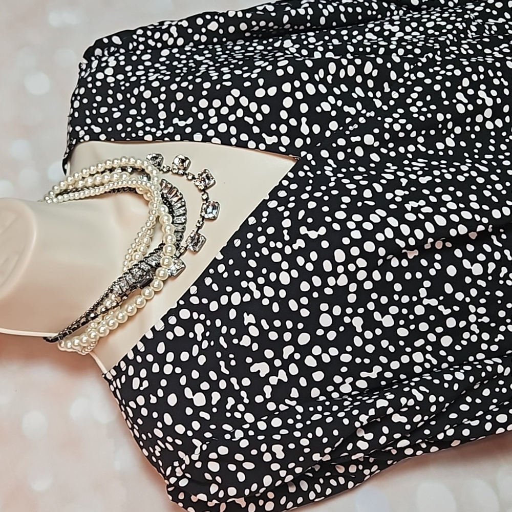 Scoop | Black and White Dotted Ruffled Dress - Picture 2 of 10